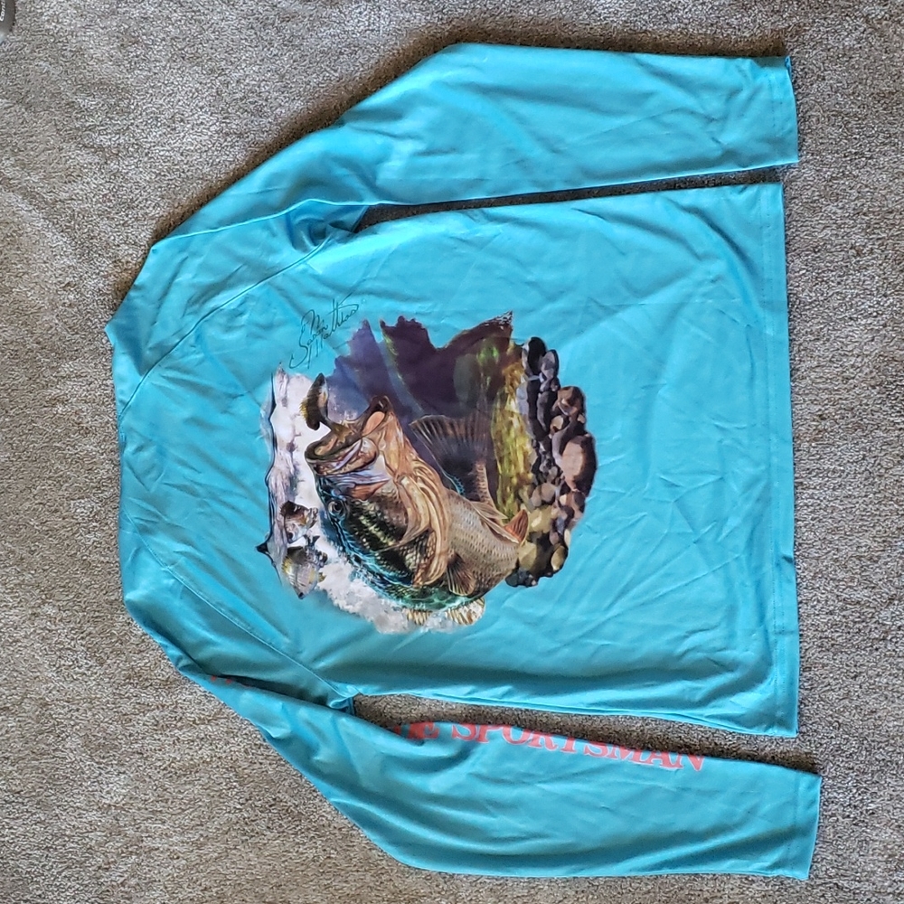 World Wide Sportsman Long Sleeve Bass Fishing Shirt Size Small